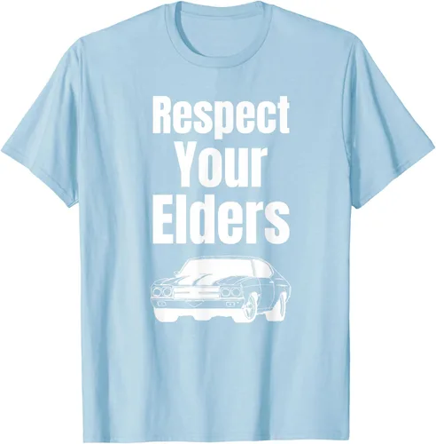 Vista 97 de Divertido regalo de auto para chicos – Respect Your Elders Classic Muscle Car Camiseta, Negro, S