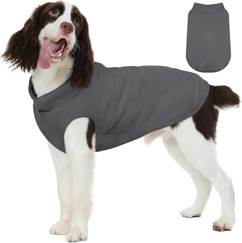 Vista 16 de FUAMEY Chaleco de forro polar para perros pequeños, sudaderas cálidas y elásticas para perros con agujero para correa, suéter suave de cuello alto