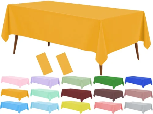 Vista 10 de Mantel de plástico crema, paquete de 2 manteles desechables color blanco hueso, mantel de 54 x 108 pulgadas para mesa rectangular, manteles