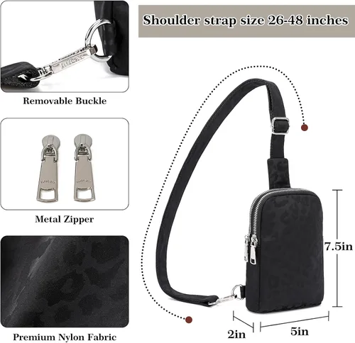 Vista 4 de INICAT Bolsos cruzados pequeños de nailon para mujer, bolsa de 1 litro para hombre, bolsa de hombro, riñonera, artículos esenciales de viaje
