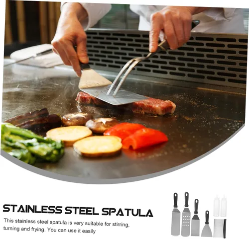 Vista 2 de Espátula para barbacoa, kit de herramientas para cocinar, raspador de plancha, accesorios para barbacoa para el día del padre