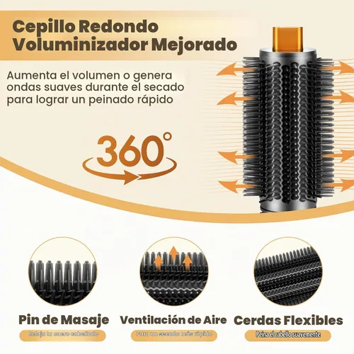 Vista 4 de Cepillo voluminizador redondo mejorado compatible con accesorios Dyson Airwrap, accesorios para el cabello de cepillo redondo compatibles