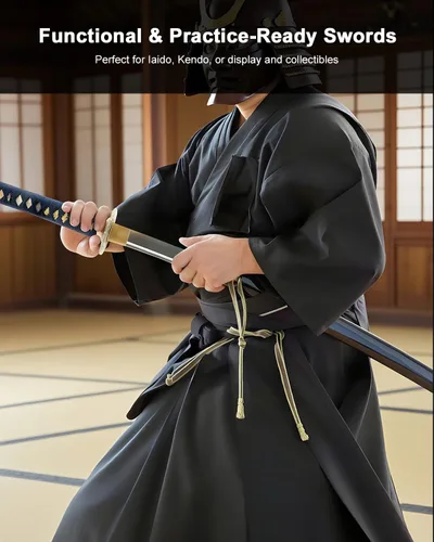 Vista 6 de Katana Samurai - Espada para exhibición, forjada a mano, acero al carbono
