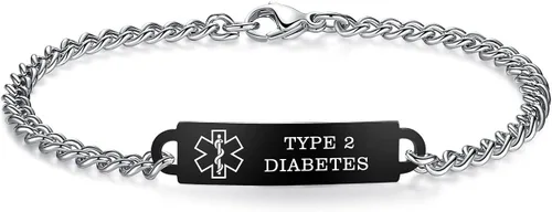 Vista 126 de Pulseras de identificación de alerta médica de 6.5 "-8.5" para mujeres, pulseras de emergencia médica de acero inoxidable, grabado gratuito