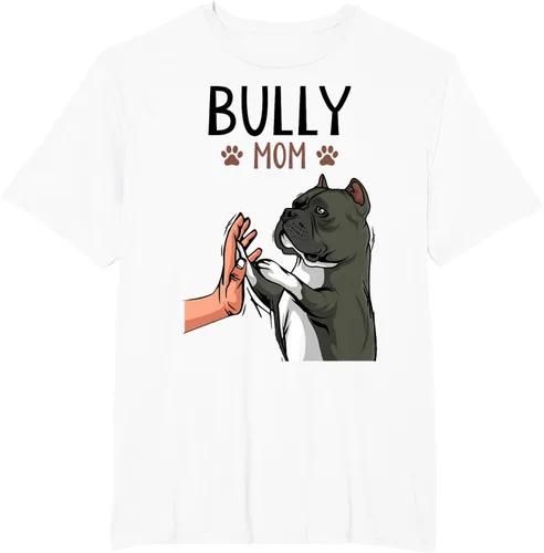Vista 13 de American Bully Mom Cute Dog Mama Camiseta divertida para mujer, Blanco, S