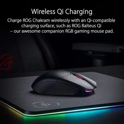 Vista 3 de ASUS ROG Chakram Wireless Aura Sync RGB - Sensor óptico para juegos de 16000 DPI