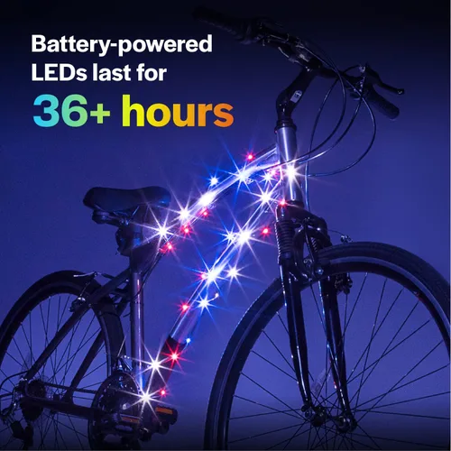 Vista 5 de Brightz CosmicBrightz - Cuerda de luz LED para marco de bicicleta, cuerda de 6.5 pies, funciona con pilas con interruptor de encendido/apagado