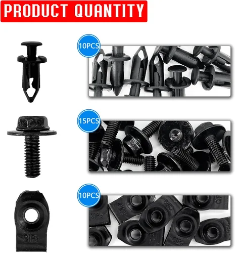 Vista 4 de 35 piezas de pernos de cuerpo de protección contra salpicaduras para motor, forro de guardabarros, clips de remache de sujeción de empuje, kit
