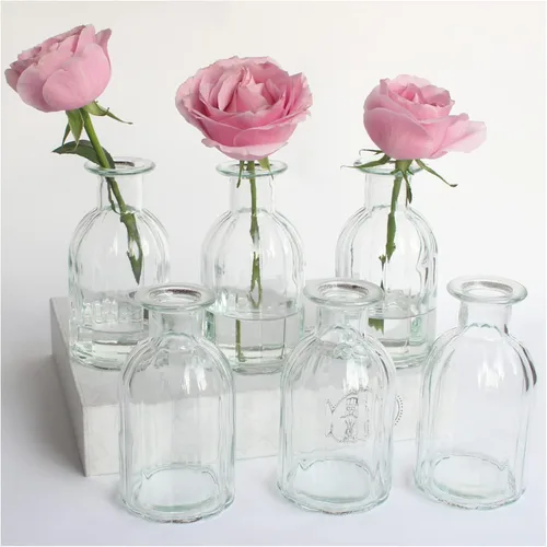 Vista 8 de 3 juegos de jarrones de vidrio transparente para flores, jarrón pequeño para decoración, jarrones a granel para centros de mesa, juego de jarrones