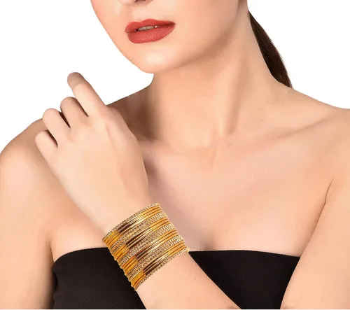 Vista 2 de Touchstone Pulsera india de Bollywood Kundan con aspecto de Kundan grabado a mano, malla de metal pelado, alambres trenzados, diamantes