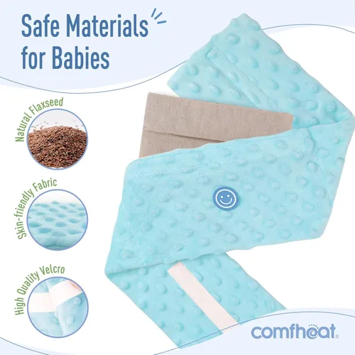Vista 3 de Alivio de cólicos y gases para recién nacidos y bebés, venda caliente de semillas de lino para el vientre, cinturón de envoltura para bebé