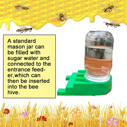 Vista 5 de Paquete de 4 alimentadores de entrada de abejas, equipo de apicultura para alimentar tarros Mason para agua de jarabe de azúcar