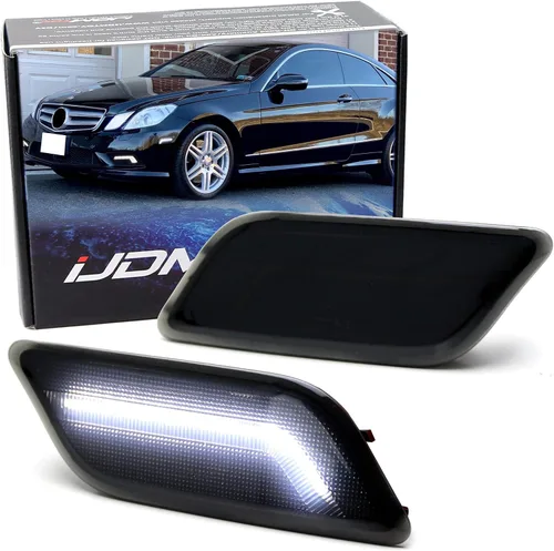 Vista 10 de iJDMTOY Luces LED de marcador lateral de parachoques delantero con lente semitransparente y ámbar Compatible con Mercedes W207 Clase E 2010-2013