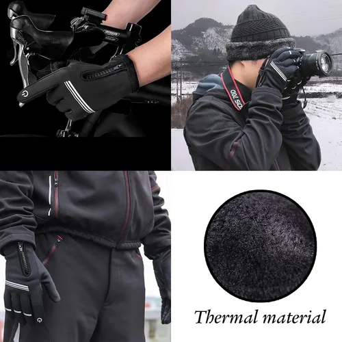 Vista 6 de Little World Guantes de invierno, guantes de ciclismo, resistentes al viento, impermeables, antideslizantes para exteriores, ciclismo, snowboard