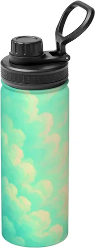 Vista 16 de Colorful Clouds Printed Insulated Water Bottle, 18oz Stainless Steel Funny Travel Mug, Leakproof Hot & Cold for Sports, Gym, Hiking
