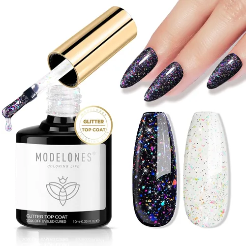 Vista 21 de Modelones Esmalte de uñas en gel con purpurina, brillo plateado reflectante, mix de purpurina brillante, gel transparente con destellos de confeti