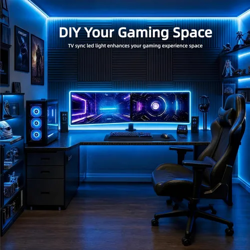 Vista 4 de Luces LED para TV, retroiluminación RGB de TV de 9.8 pies para televisores de 32 a 43 pulgadas, retroiluminación LED de TV con sincronización