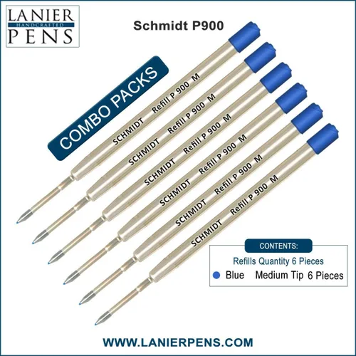 Vista 3 de Lanier - Paquete combinado de 6 unidades - Schmidt P900 M Parker Style Recambio de bolígrafo de tinta azul punta media