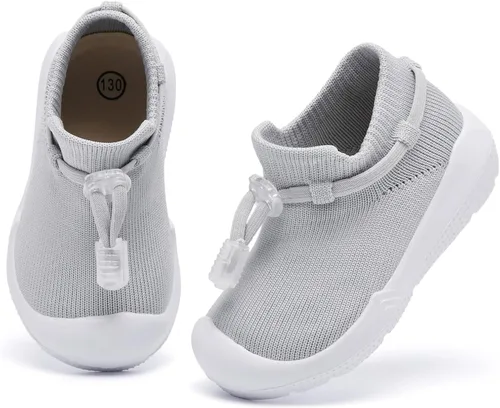 Vista 2 de MORENDL Zapatos de calcetín para caminar para bebé, 2 pies pequeños, pantuflas para niños pequeños, niñas y niños, suela suave, antideslizante