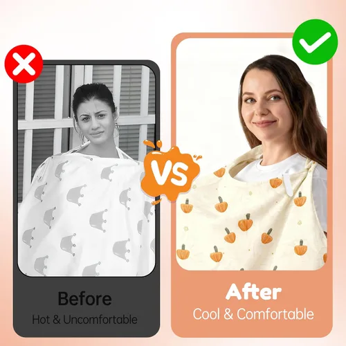 Vista 5 de Cubierta de lactancia con ventilador, delantal de lactancia ajustable transpirable, con cuello de arco para mujer, con clip de mini ventilador