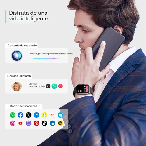 Vista 5 de Blackview 2026 Smart Watch (Answer/Make Calls), Fitness Watch for Men and Women with Heart Rate/SpO2/Sleep Monitor/2 Straps, 100+ Sports Modes, IP68