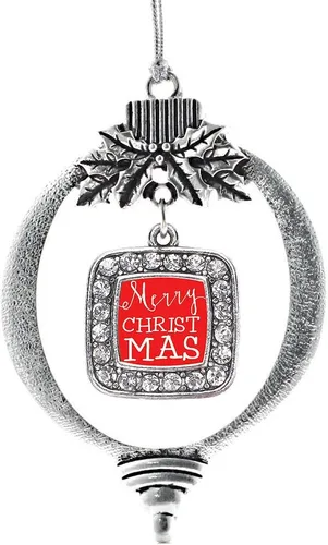 Vista 220 de Inspired Silver - Adorno con dije de reina de rodillo - Adornos navideños cuadrados de plata con joyas de circonita cúbica