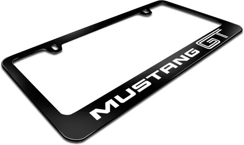 Vista 3 de iPick Image Marco de matrícula de metal negro hecho para Ford Mustang GT