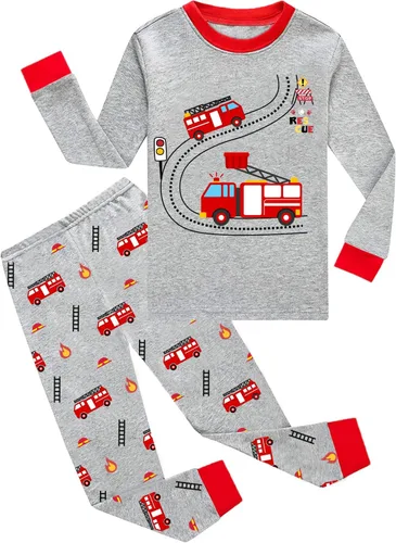 Vista 89 de Little Hand Pijamas para niños pequeños, Monster Truck 100% algodón, dinosaurio para niños, 2 piezas, ropa de dormir, conjuntos de ropa de dormir