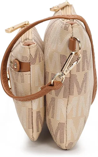 Vista 4 de MKF - Bolso cruzado para mujer, correa para la muñeca, bolso de hombro de piel sintética, bolso de bolsillo pequeño, color negro