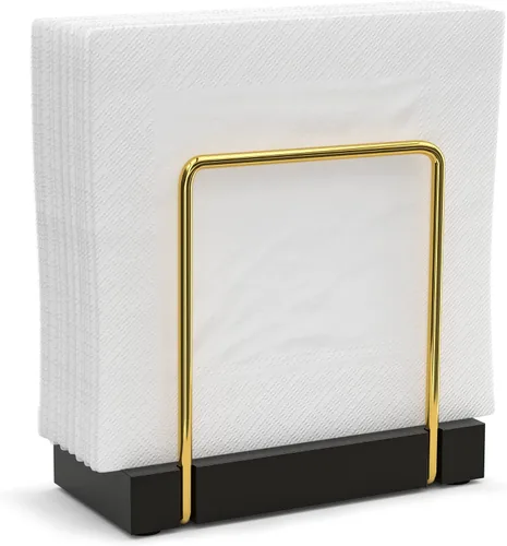 Vista 15 de Servilletero para mesa, dispensador de servilletas de hierro de acacia para cocina, mesa de comedor, granja, cóctel, picnic, soportes de madera