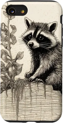 Vista 18 de Minimalistic Plant Draw Racoon Case for iPhone 17