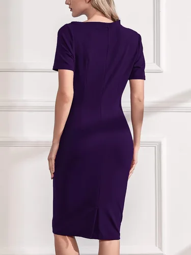 Vista 5 de AISIZE Vestido de tubo retro de medio cuello fruncido para mujer
