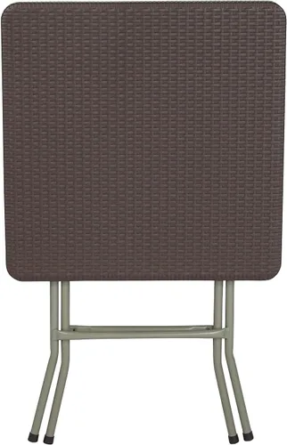 Vista 7 de Flash Furniture - Mesa plegable cuadrada de plástico de ratán marrón de 1.95 pies