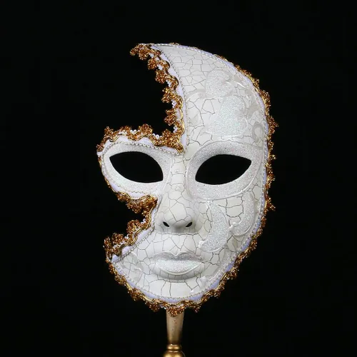 Vista 6 de YU FENG Paquete de 2 máscaras de cosplay para parejas, carnaval musical veneciano, Mardi Gras, máscara de mascarada en un palo para fiesta