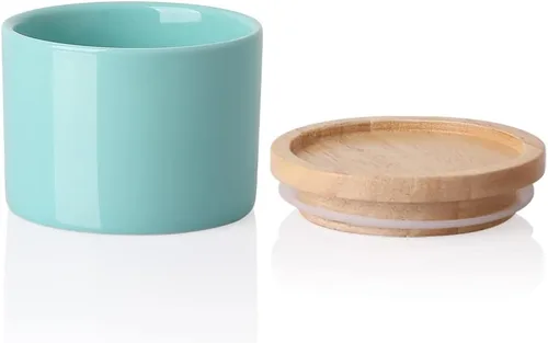 Vista 40 de Recipientes de cocina Sweejar, tarro de almacenamiento de cerámica para alimentos, recipientes apilables con tapa hermética de madera para servir