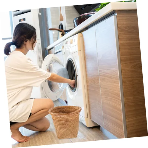 Vista 8 de Diseño de papelera tejida con paja para el hogar, uso versátil, sala de estar, dormitorio, cocina, 1 ud