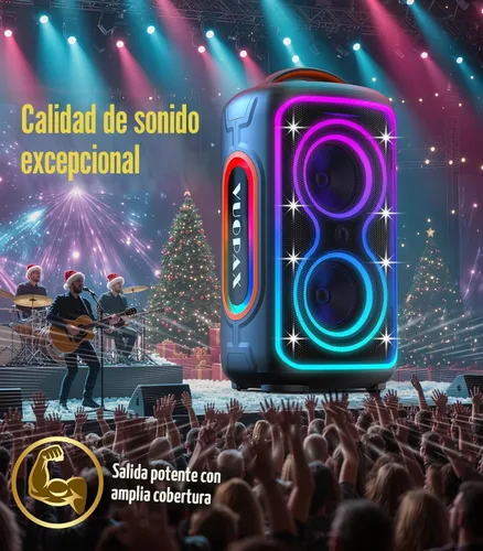 Vista 4 de Altavoz Bluetooth portátil, pico de 240 W, potente sonido fuerte, altavoz inalámbrico para fiestas con graves profundos, tiempo de reproducción