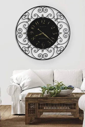 Vista 2 de Howard Miller Joline - Reloj de pared – Elegante reloj analógico decorativo de gran tamaño con acabado de hierro negro, movimiento de cuarzo
