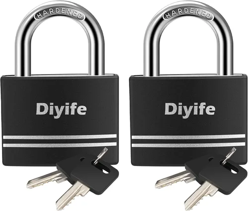 Vista 12 de Diyife [Versión mejorada] Candado de aluminio con llave - Candado de grillete largo impermeable con 2 llaves para escuela, casillero de gimnasio