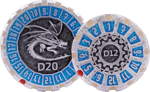 Vista 14 de Juego de dados de metal DND Dungeons and Dragon, juego de dados huecos poliédricos de dragón mágico de 7 piezas con caja de metal de regalo