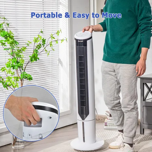 Vista 3 de ARLIME Enfriador de aire evaporativo, ventilador de torre de enfriamiento portátil 3 en 1 con control remoto, oscilación de 70°, 3 velocidades