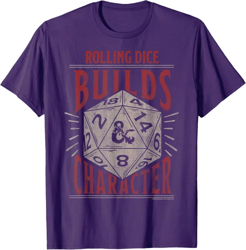 Vista 20 de Dungeons & Dragons Camiseta de manga corta con personajes Rolling Dice Builds, Negro