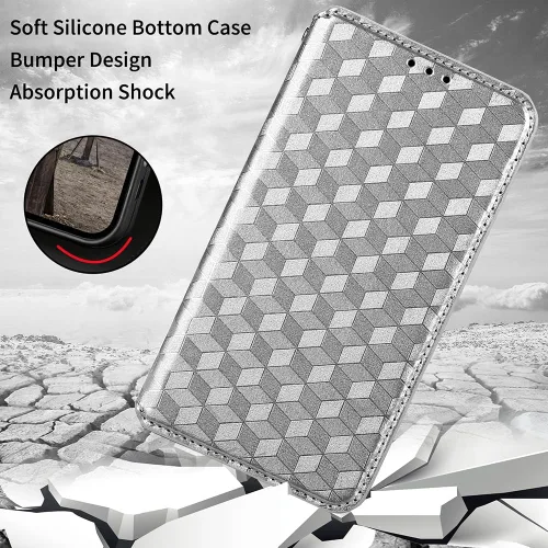 Vista 4 de Funda compatible con Blu View 1, compatible con Blu View1 B100DL de piel sintética con tarjeteros con cierre magnético, protección para teléfono