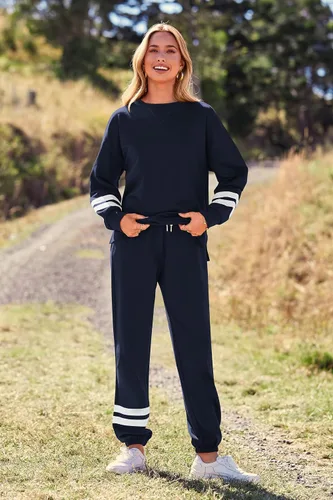 Vista 8 de Prettygarden - Conjunto de pijama para mujer, teñido anudado, de dos piezas, pijama con camiseta de manga larga y pantalón largo, con bolsillos