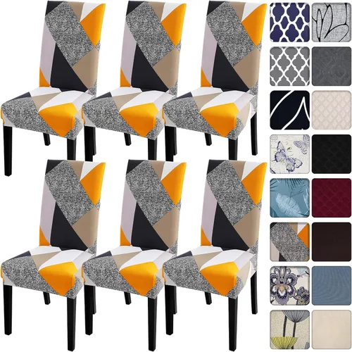 Vista 42 de SearchI Juego de 2 fundas elásticas para sillas Parsons de comedor, fundas elásticas con estampado de elastano, extraíbles, lavables, fundas