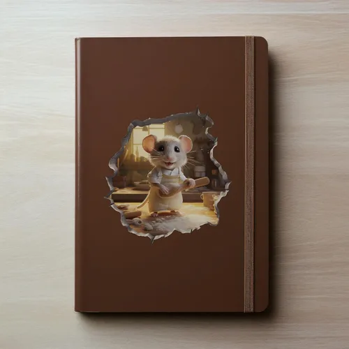 Vista 3 de Home Baker Mouse - Calcomanía de pared con agujero de pared, extraíble con efecto 3D