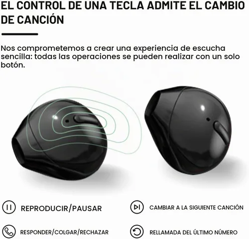 Vista 6 de Auriculares invisibles más pequeños inalámbricos Bluetooth in Ear Mini discretos pequeños auriculares para dormir ocultos con estuche de carga Negro