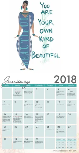 Vista 2 de Shades of Color Girlfriends, A Sister's Sentiments - Calendario afroamericano 2018 de Cidne Wallace de 12 x 12 pulgadas, (18GF)