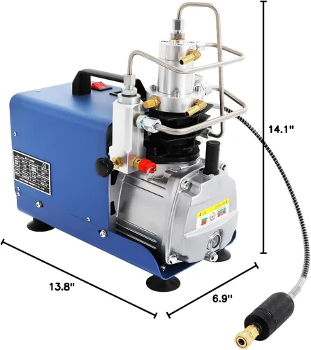 Vista 8 de Bepritm PCP Bomba de compresor de aire, bomba de compresor de aire eléctrica de alta presión de 4500PSI con bomba de agua y termómetro digital