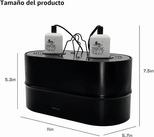 Vista 2 de Lámpara de doble cúpula profunda para reptiles, máximo 150 W, lámpara UV, tapa de lámpara doble para terrario de reptiles con dos interruptores